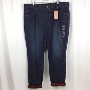 NWT Eddie Bauer Boyfriend Midrise Slim Flannel Lined Jeans Womens Plus Size 18W